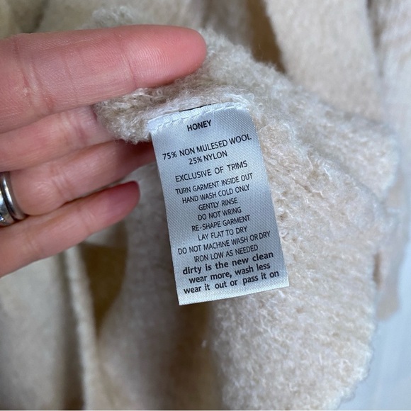 Toad&Co Cabin Fever Cardigan in Honey Cream & Tan With Pockets Size Small - Picture 7 of 8